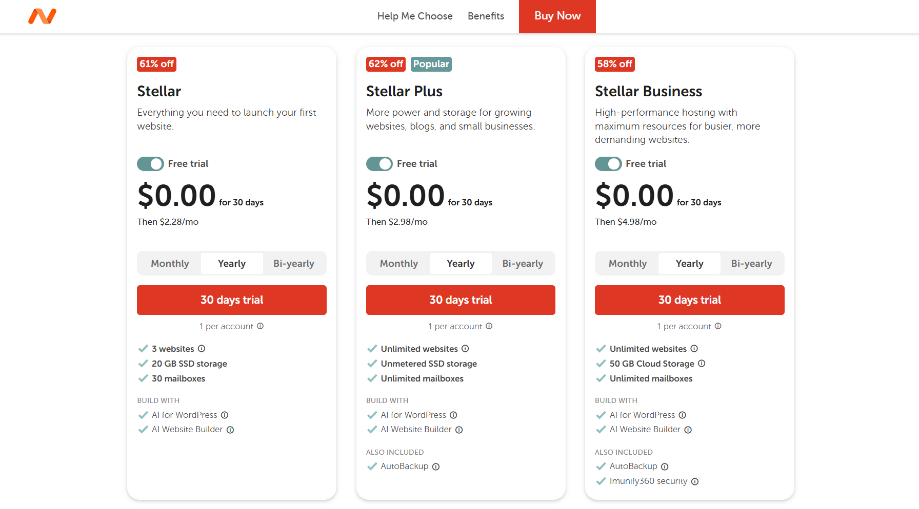 A screenshot of Namecheap plans