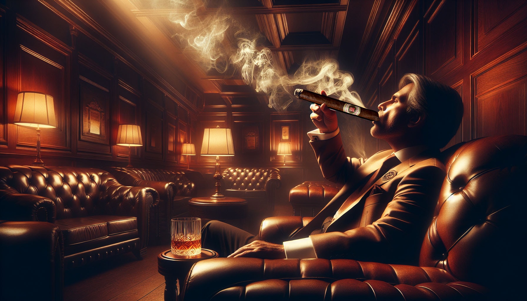 An illustration of an experienced smoker savoring an Arturo Fuente Casa Cuba Doble Seis Toro cigar.