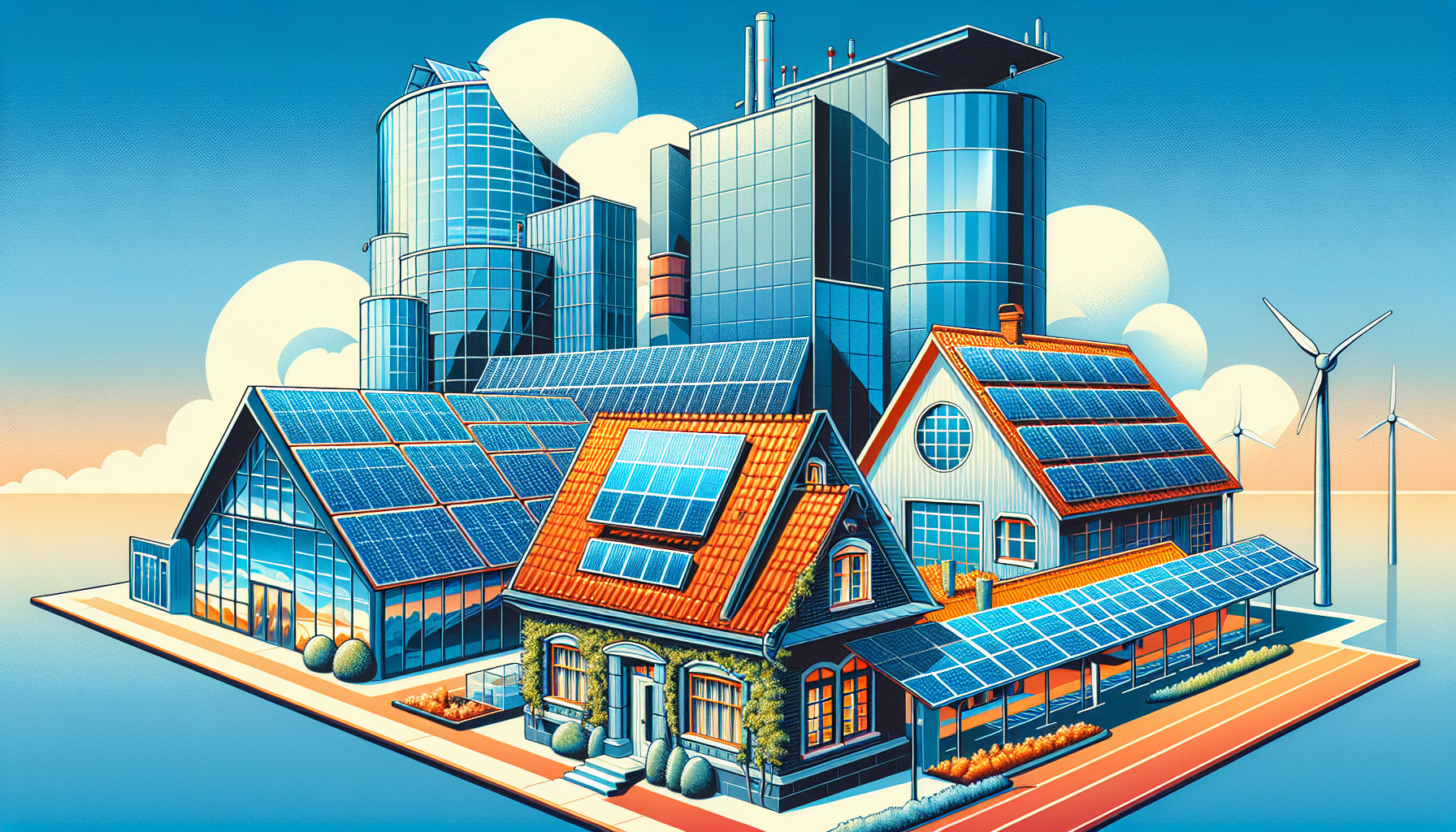 Customizable solar solutions for businesses illustrated.