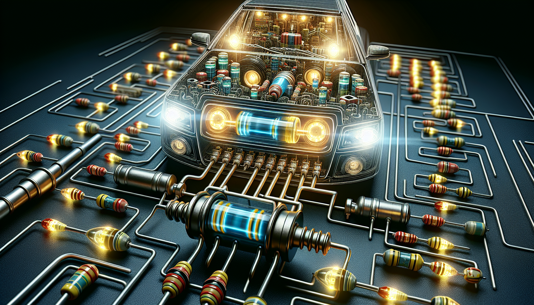 Illustration of vehicle lighting system with resistor