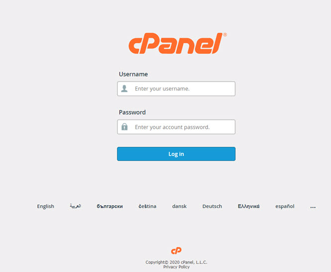 How to Start a WordPress Blog - hosting cPanel login screen