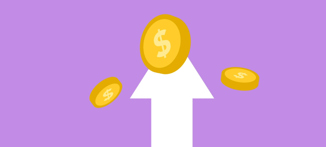 Revenue Growth/Coins on Purple Background