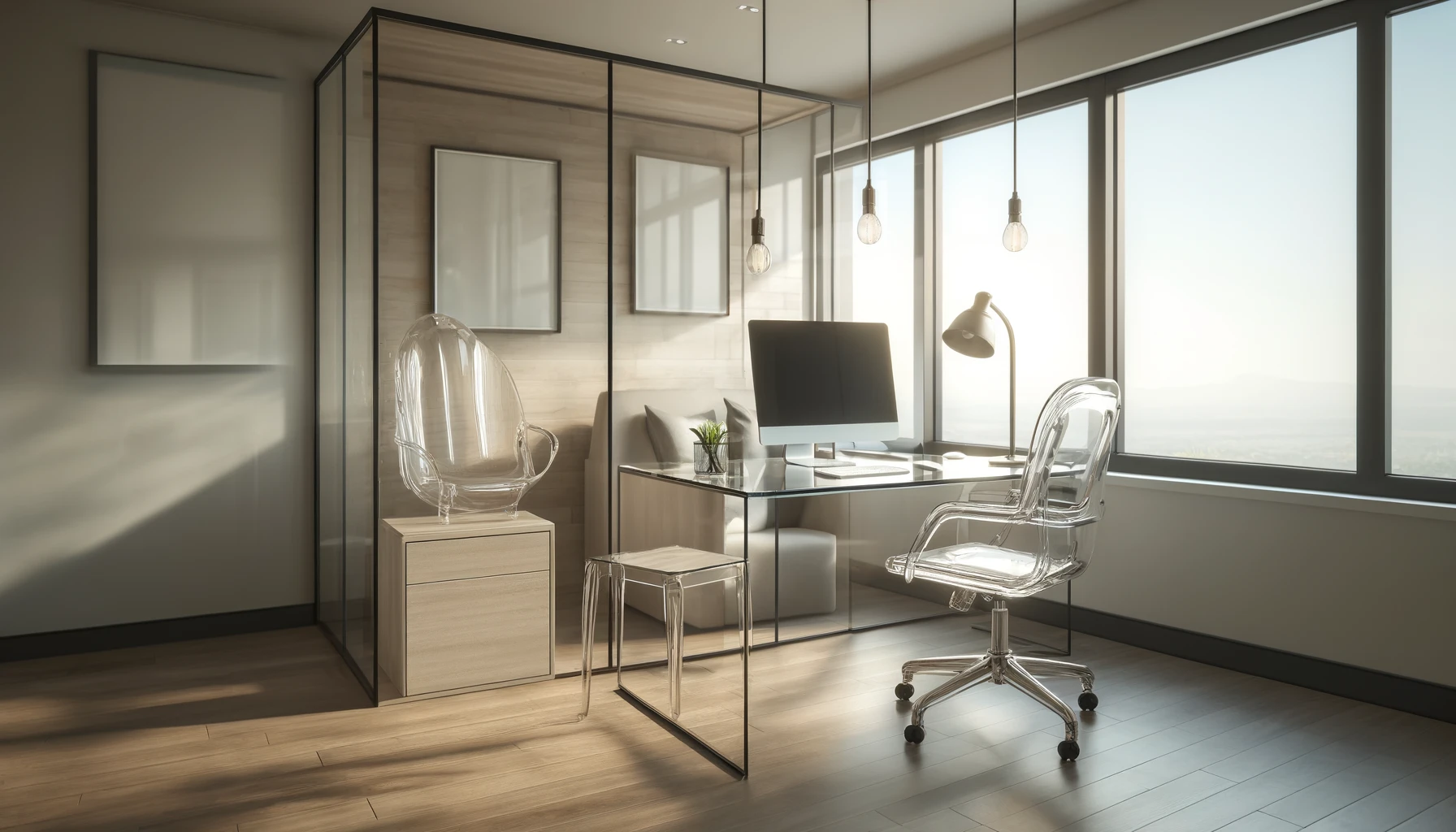 Office with transparent furniture