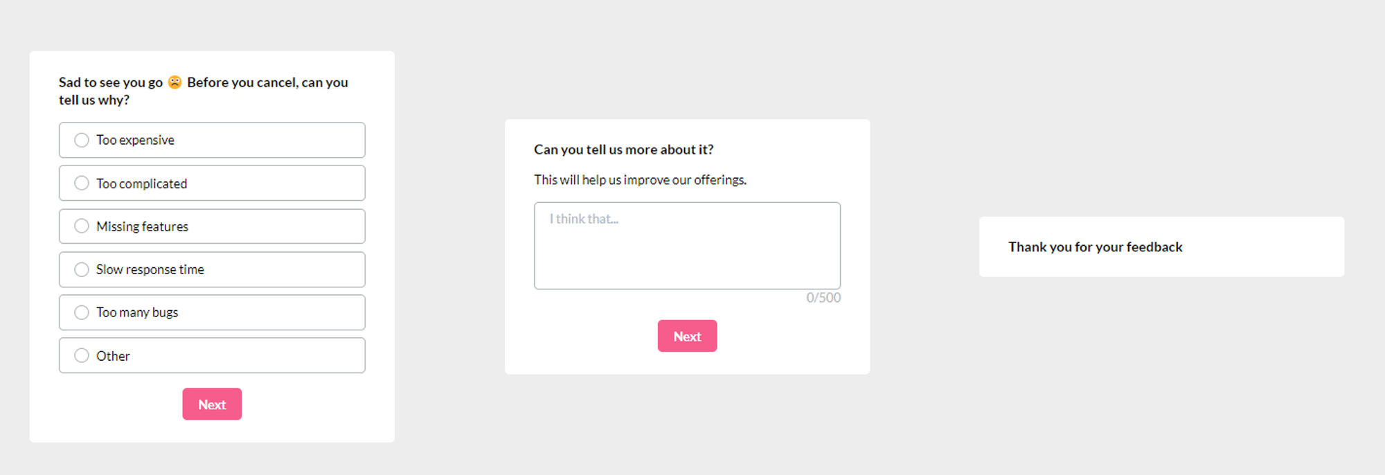 Exit survey created in Userpilot