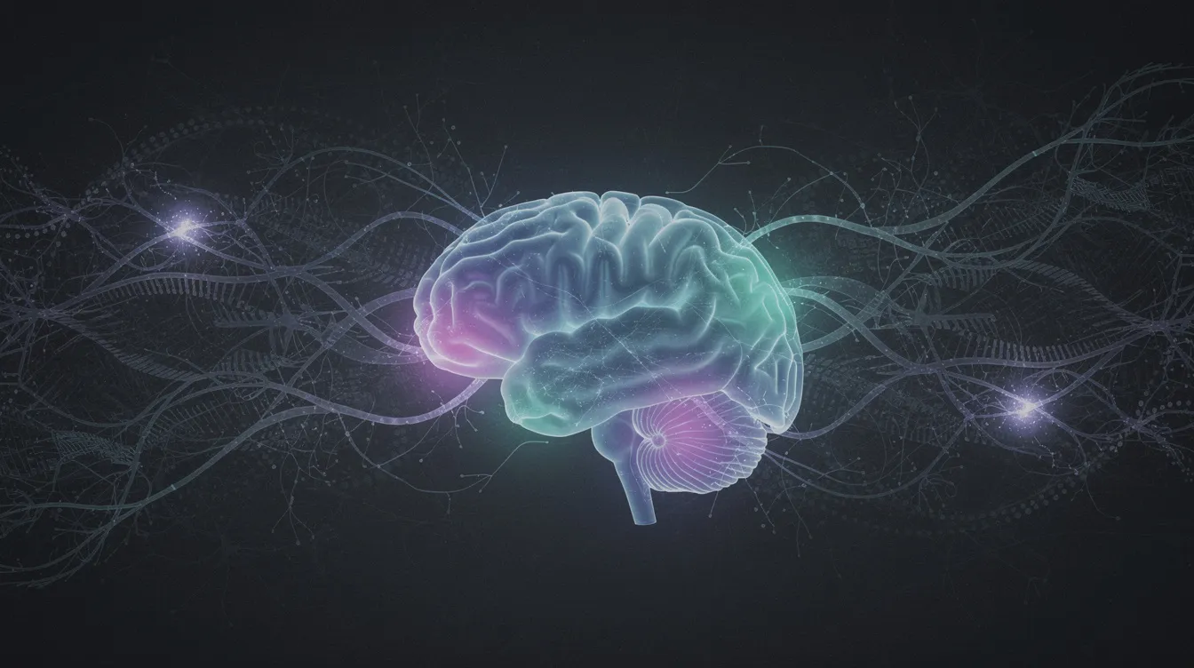 Die abstrakte Darstellung eines menschlichen Gehirns zeigt komplexe neuronale Verbindungen, die miteinander verknüpft sind und die Denkprozesse symbolisieren. Diese visuelle Metapher könnte auch die Debatte um die Legalisierung von Cannabis und deren Auswirkungen auf Gesundheit und Jugend widerspiegeln.