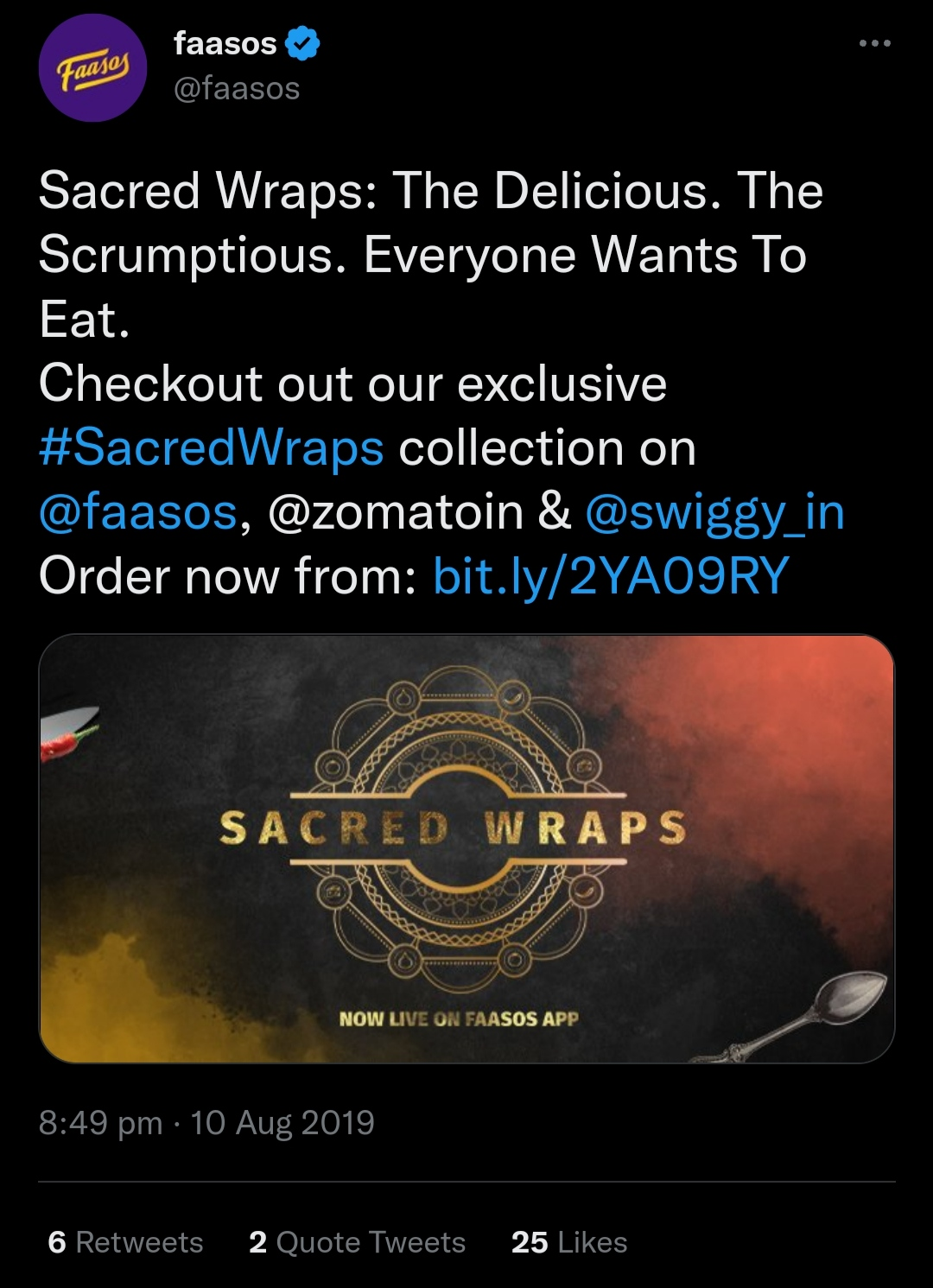 Faasos Scared Wraps launch tweet