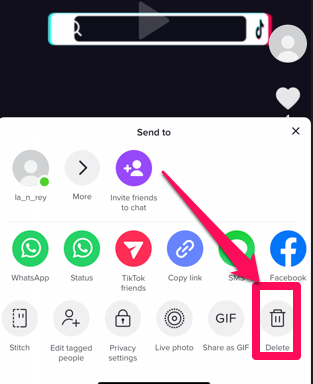 Image showing how to find the icon for deleting a shared video