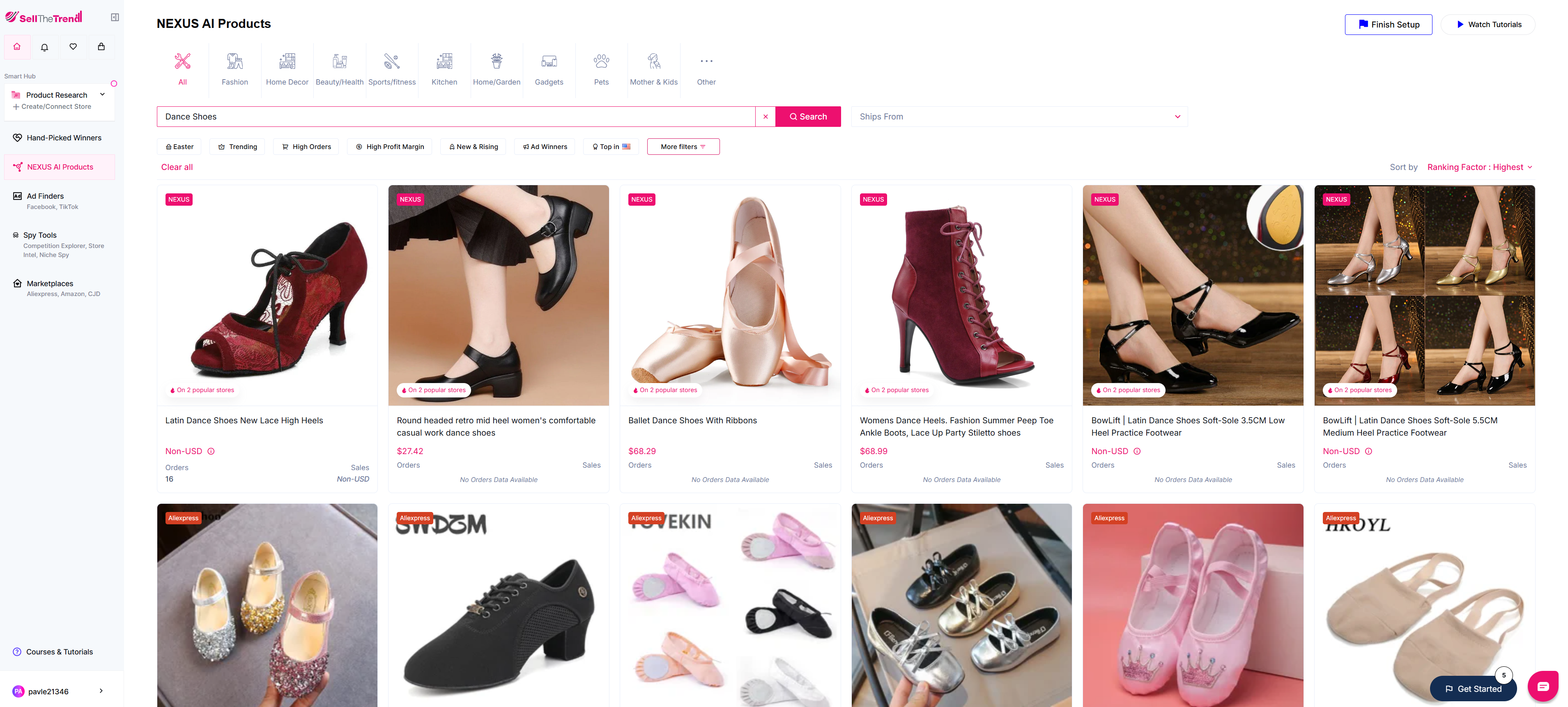 using sell the trend nexus ai for dance shoes