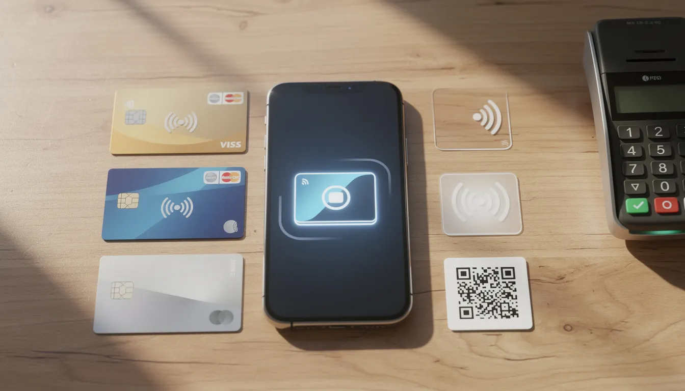 The image features a variety of credit cards and payment symbols neatly arranged on a wooden desk, symbolizing the financial transactions involved in online casino gambling. This setup reflects the modern online casino experience, where players can use traditional payment methods to play real money casino games.