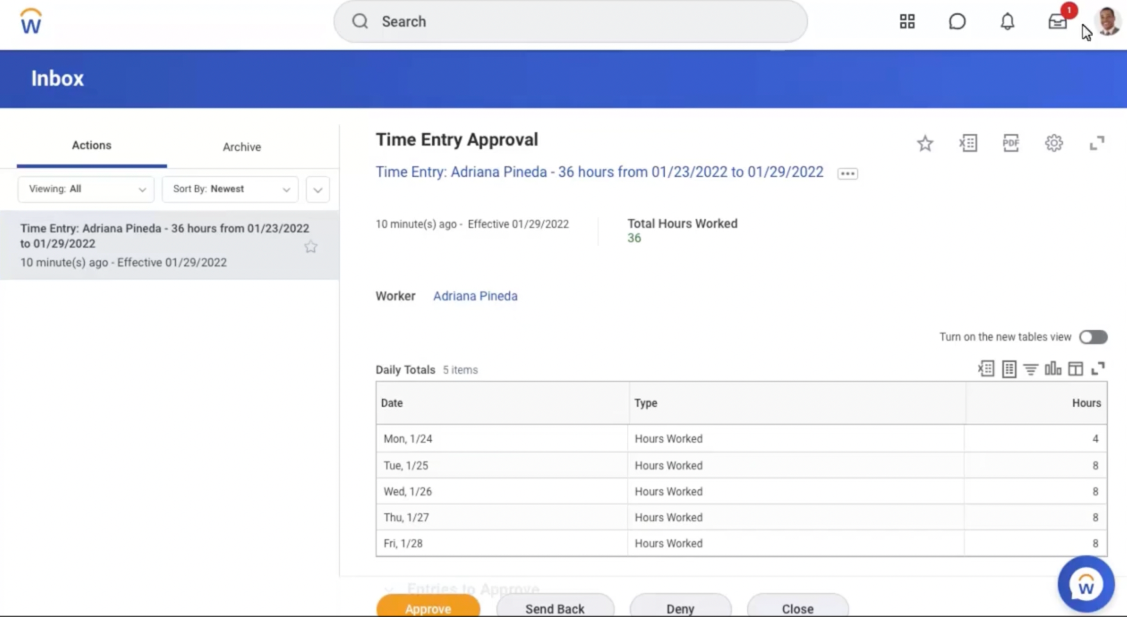 Time entry approval in Workday