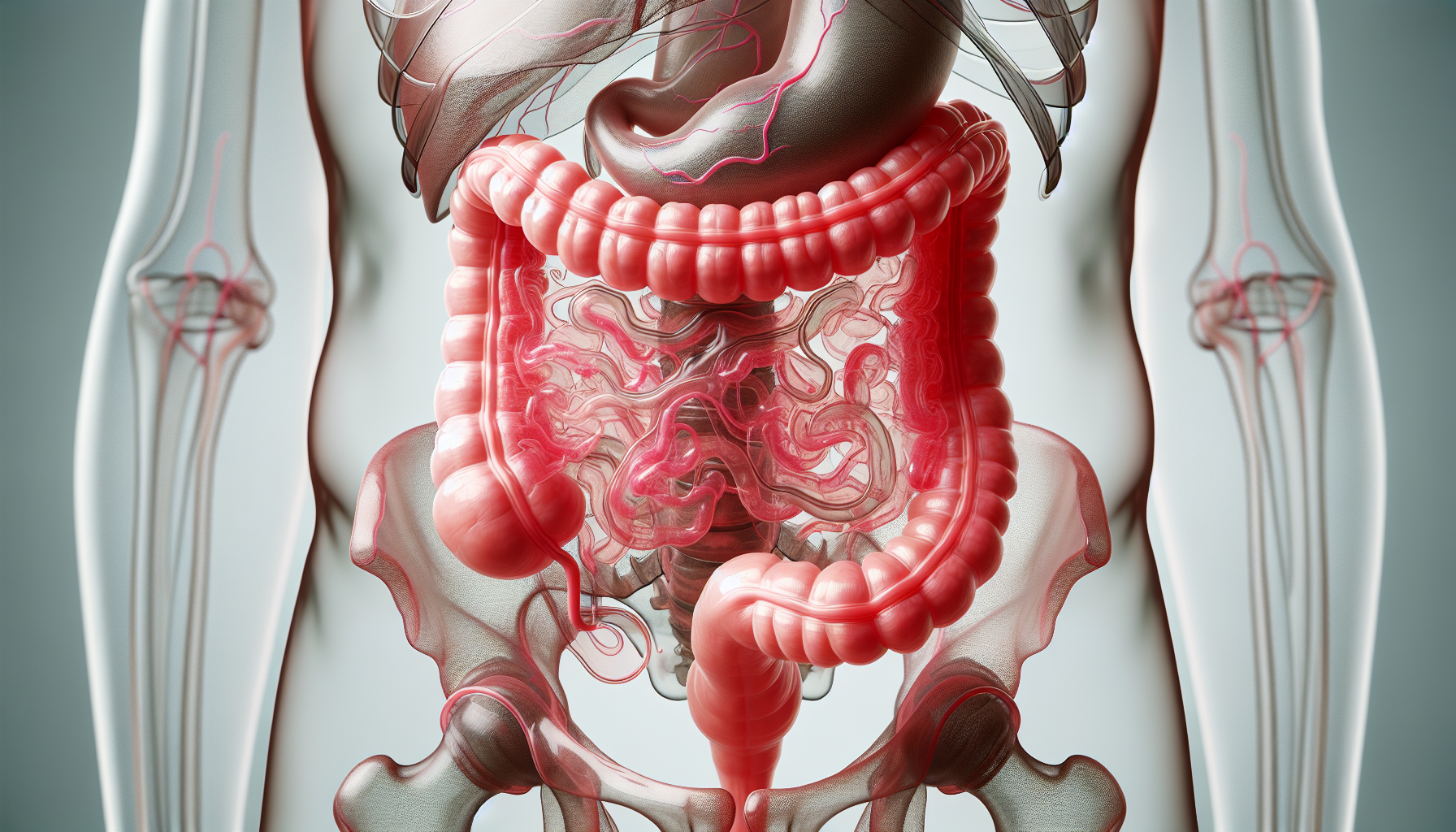 Illustration of a human digestive system