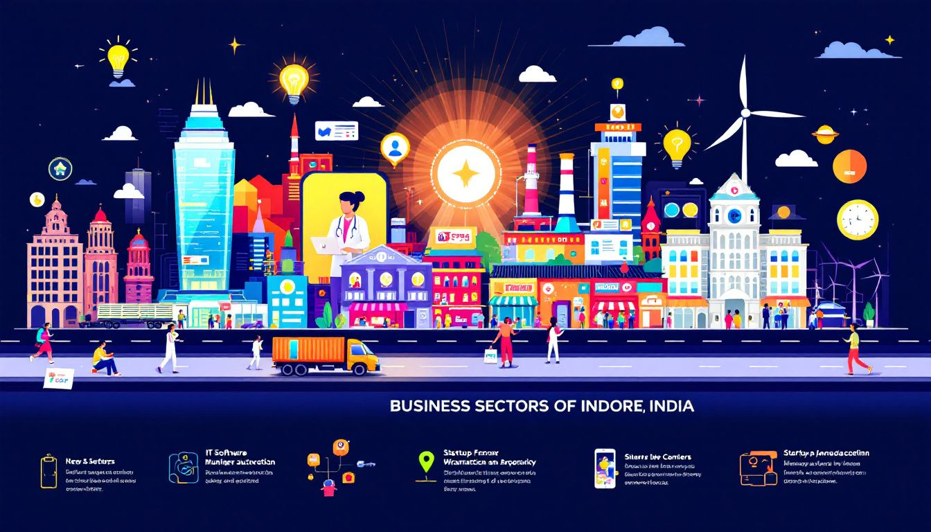 Top business sectors in Indore, featuring a variety of industries.