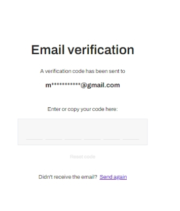 Enter code for email verification 