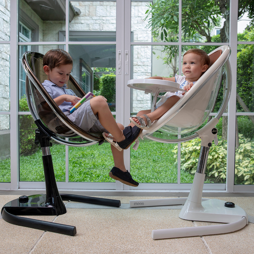 toddler chair or high chair with sturdy base and super easy setup.