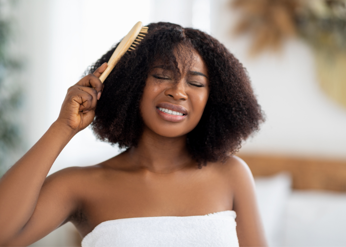 A woman with low porosity hair