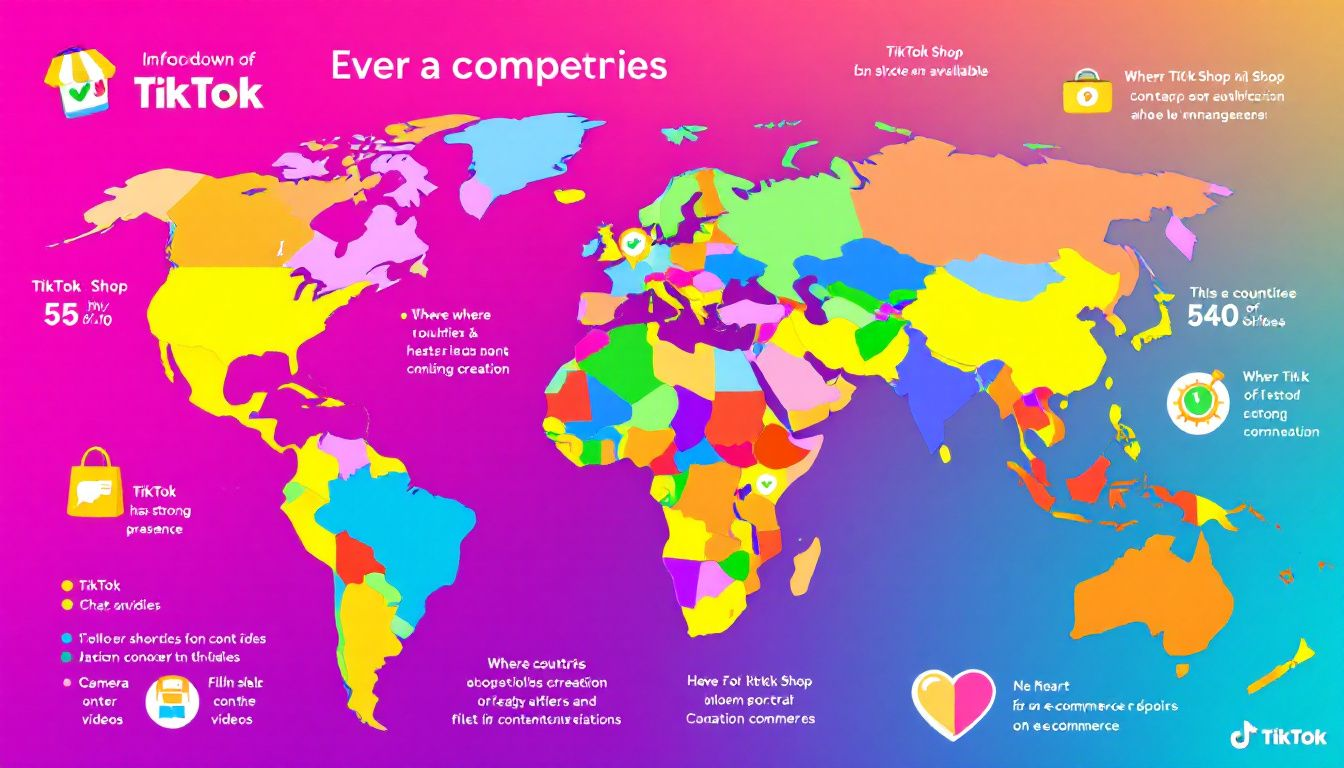 Map highlighting countries where TikTok Shop is available.