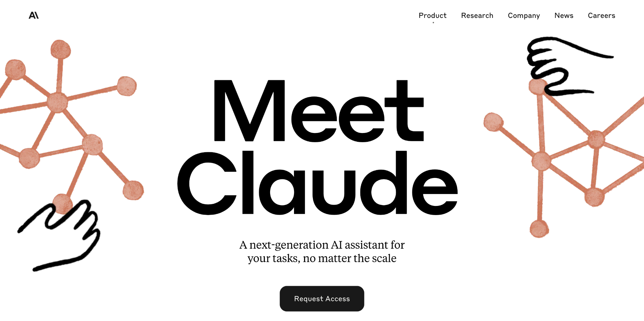 Claude landing page - "A next-generation AI assistant for your tasks, no matter the scale"