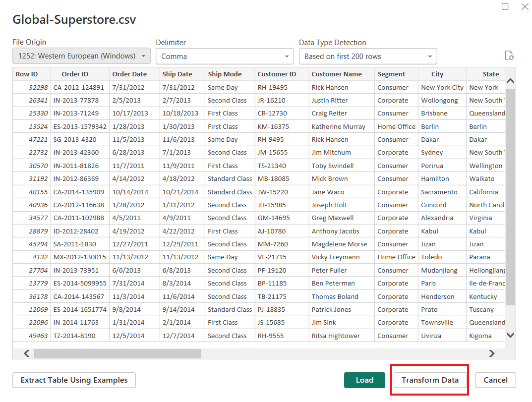 Transform Data in Power BI 