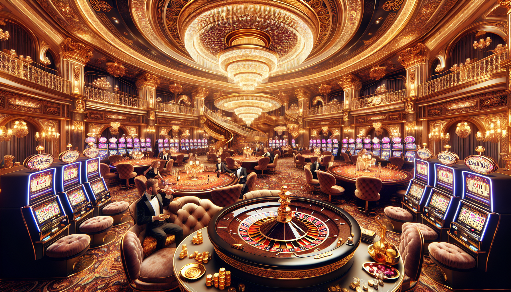 Illustration of a VIP casino with exclusive bonuses and rewards