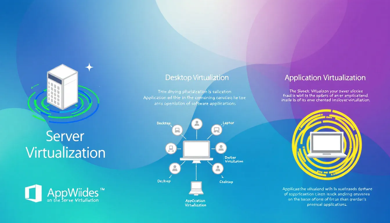 An infographic explaining application virtualization, highlighting the simplification of software deployment.