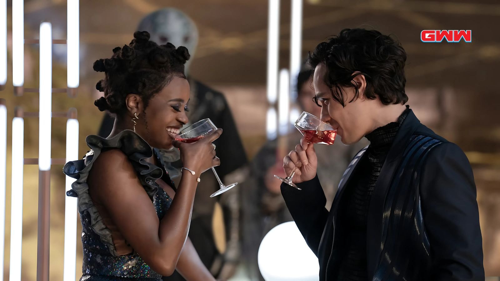 Celia Rose Gooding as Uhura and Mynor Luken as Beto in Star Trek: Strange New Worlds Season 3