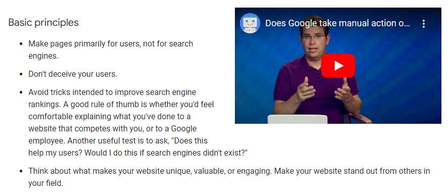 Basic principles from Google's Webmaster Guidelines