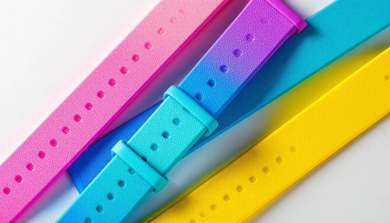 Close-up of high-quality MoonSwatch straps.