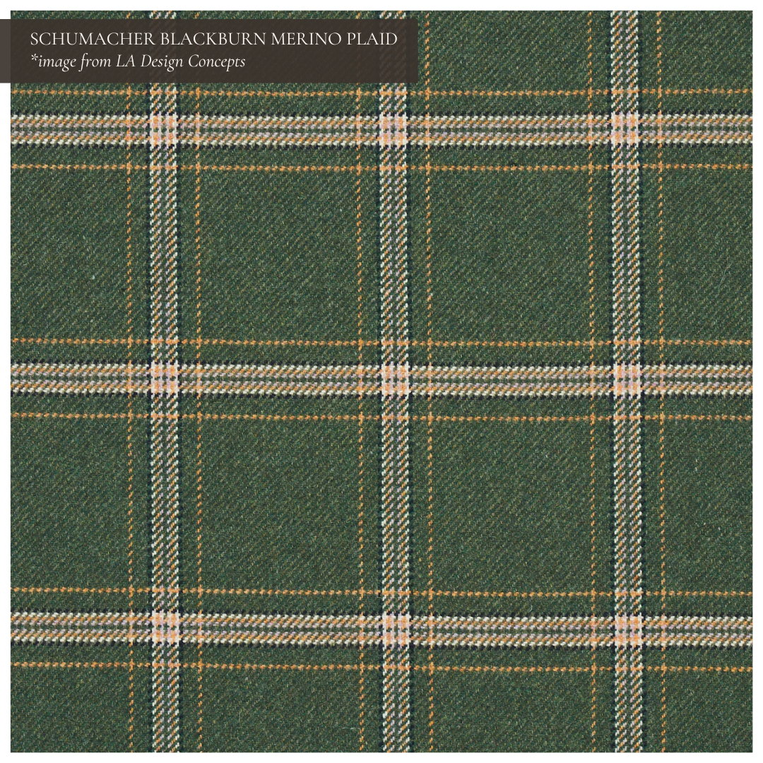 This plaid fabric is sold by the yard through LA Design Concepts