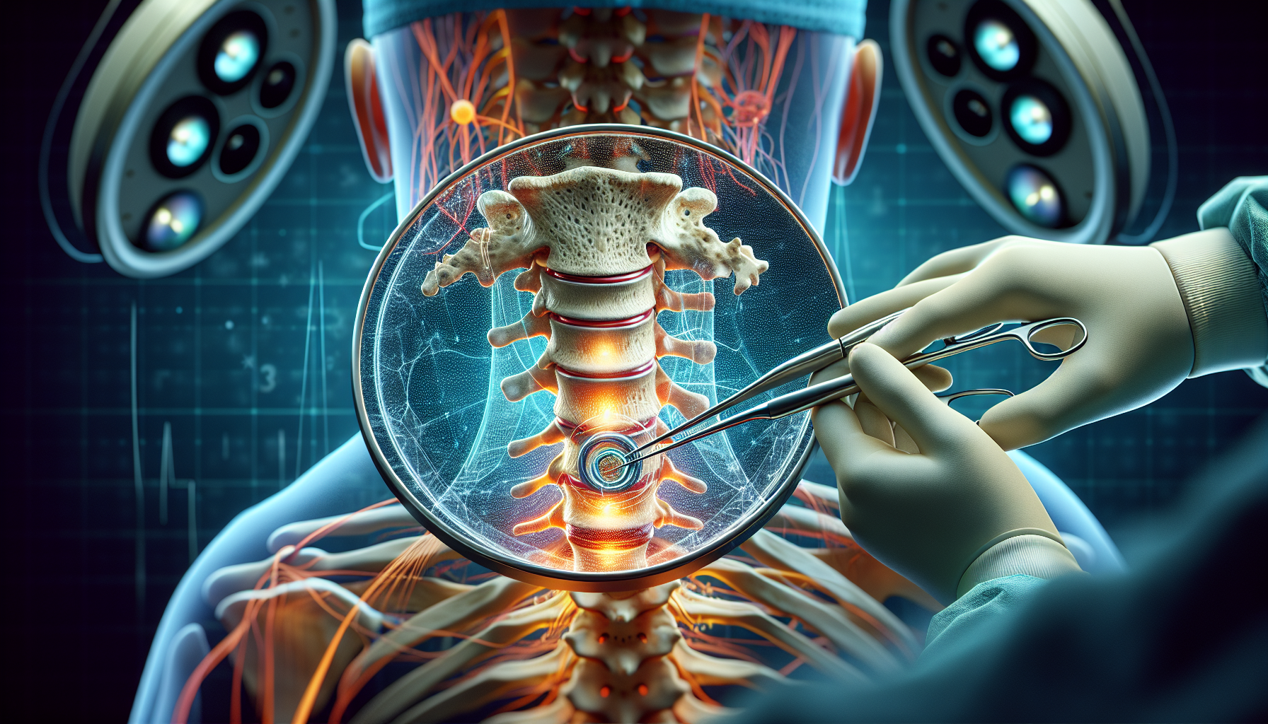 Illustration of minimally invasive spine surgery for cervical spondylosis