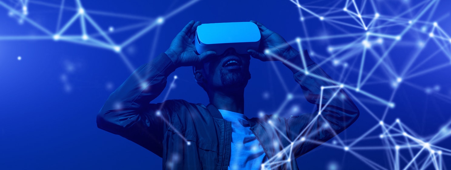 An innovative blend of artificial intelligence and virtual reality, representing new frontiers in technology.