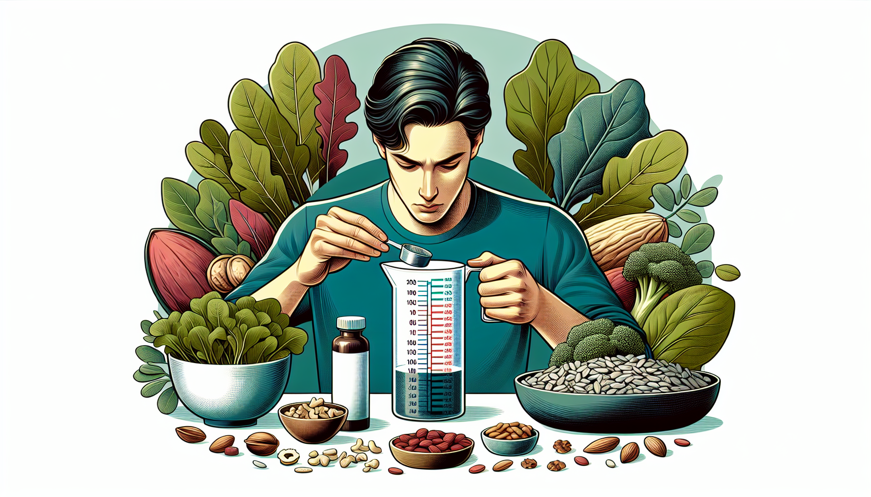 Illustration of a person measuring daily magnesium intake