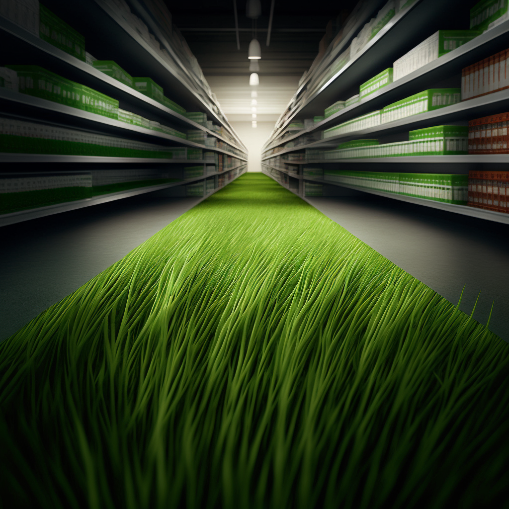 Green grass inside a supermarket: Epiprodux