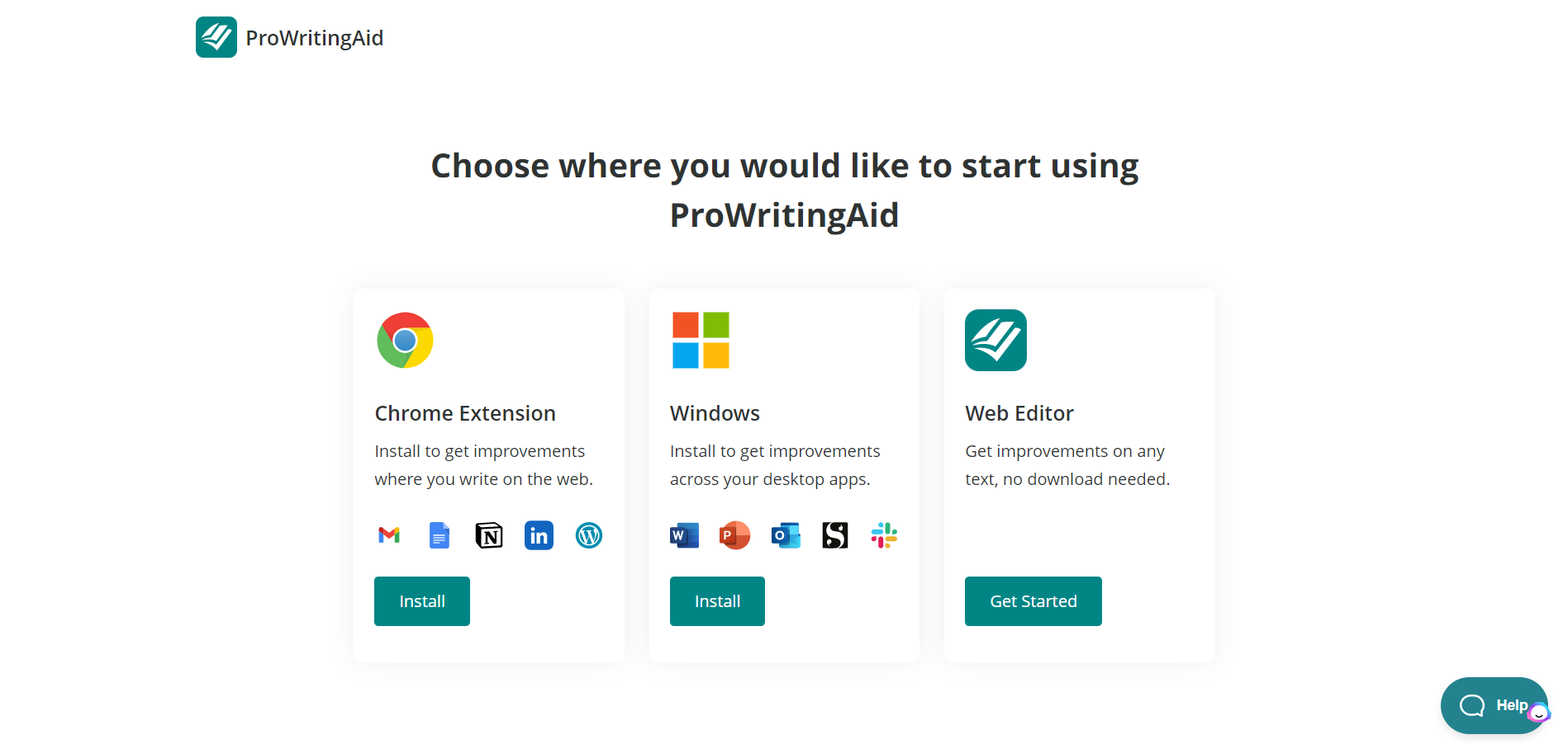 Choose where you will use Pro Writing Aid