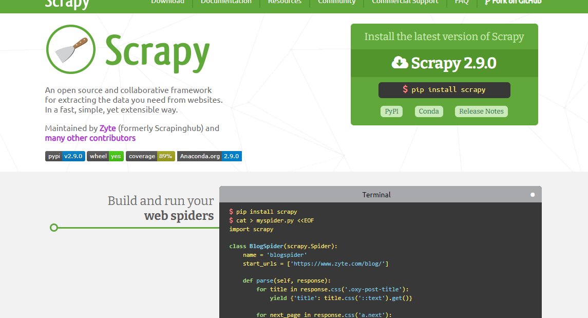 Scrapy web scraping browser extension