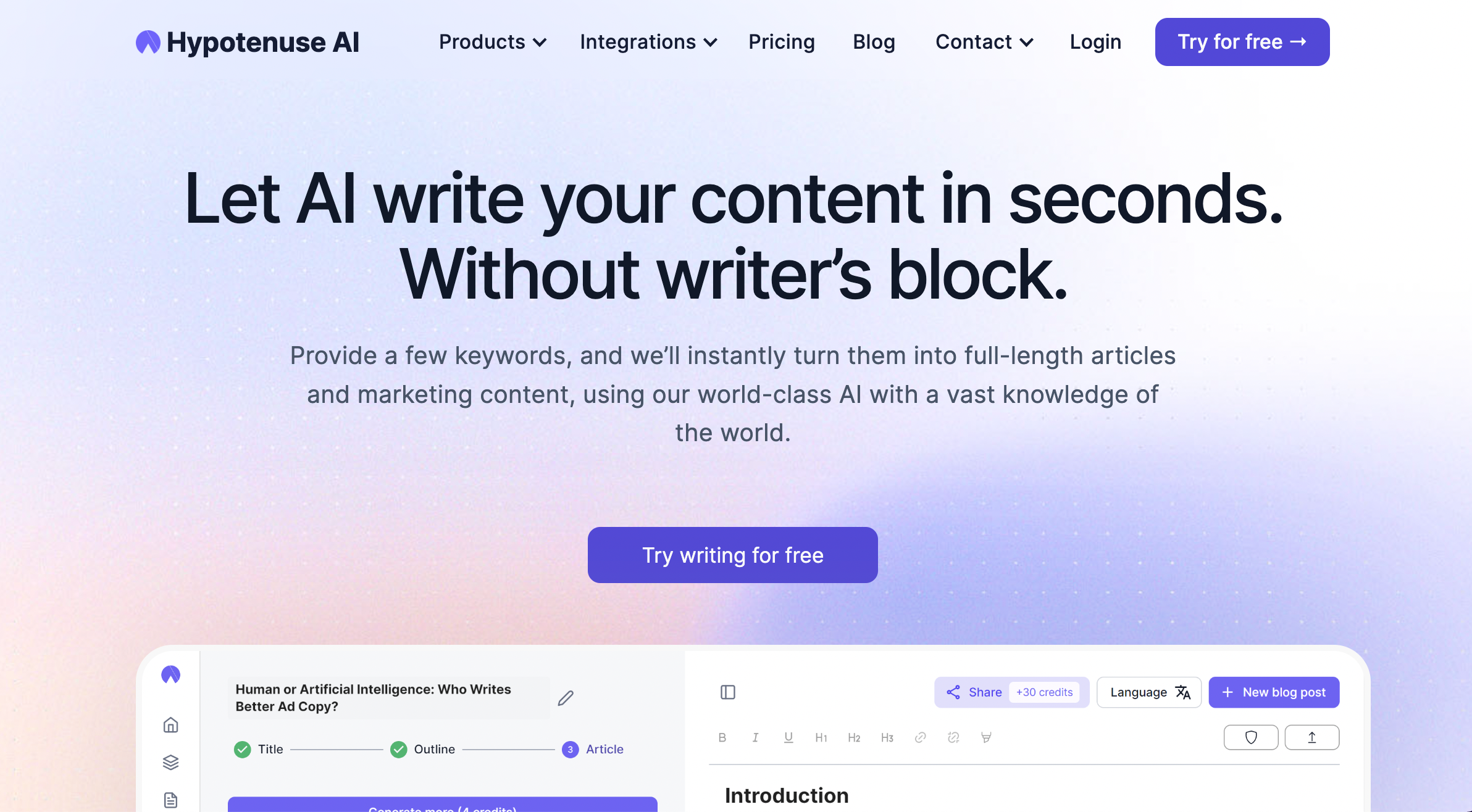 Hypotenuse AI Review: AI Writing Assistant and Text Generator