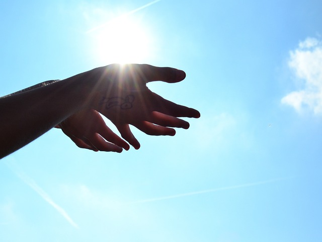 hands, sun, sky