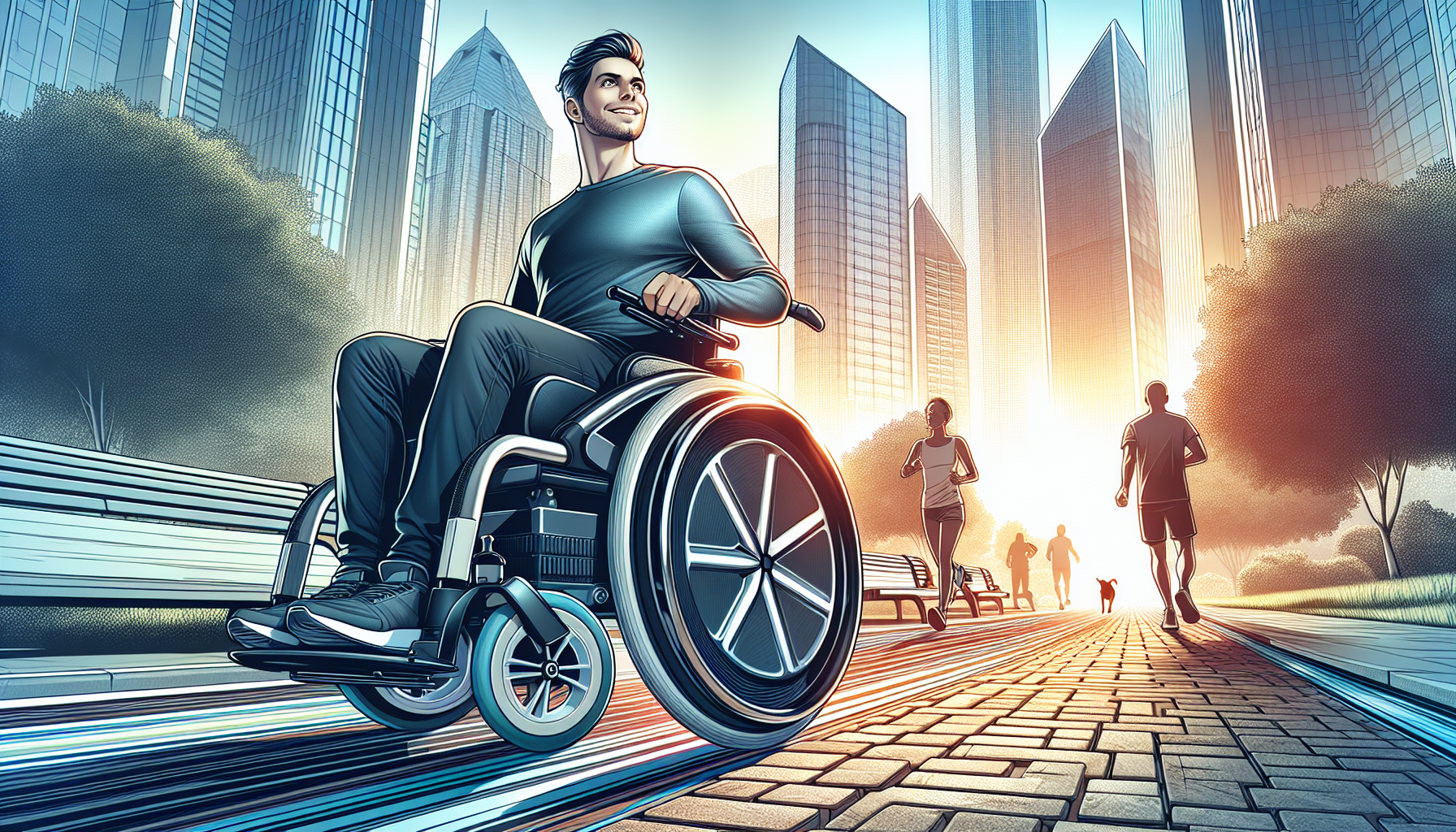 Illustration of a person using an electric wheelchair