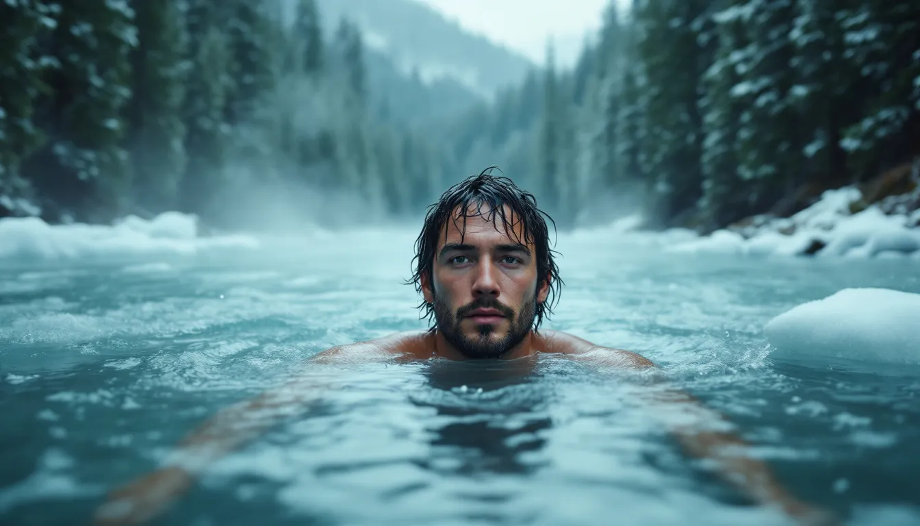 Cold water immersion in North America's diverse landscapes, highlighting a scenic cold river.