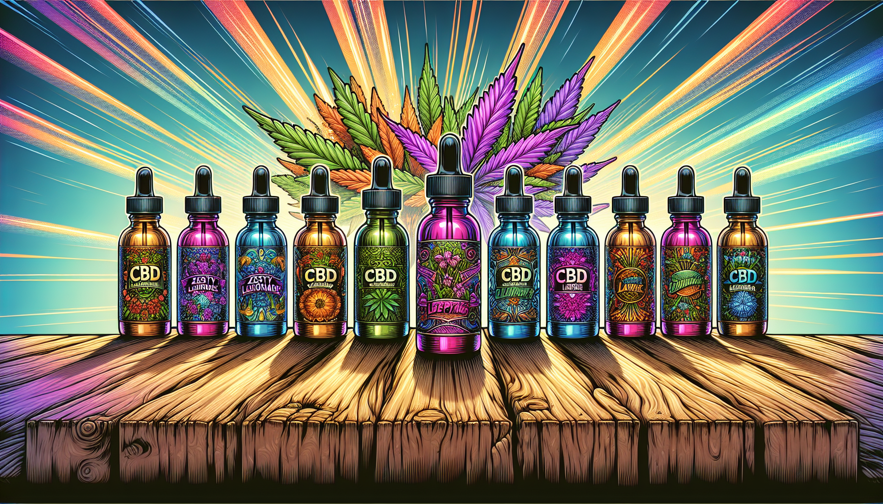 Presentation of different CBD liquids and their selection.