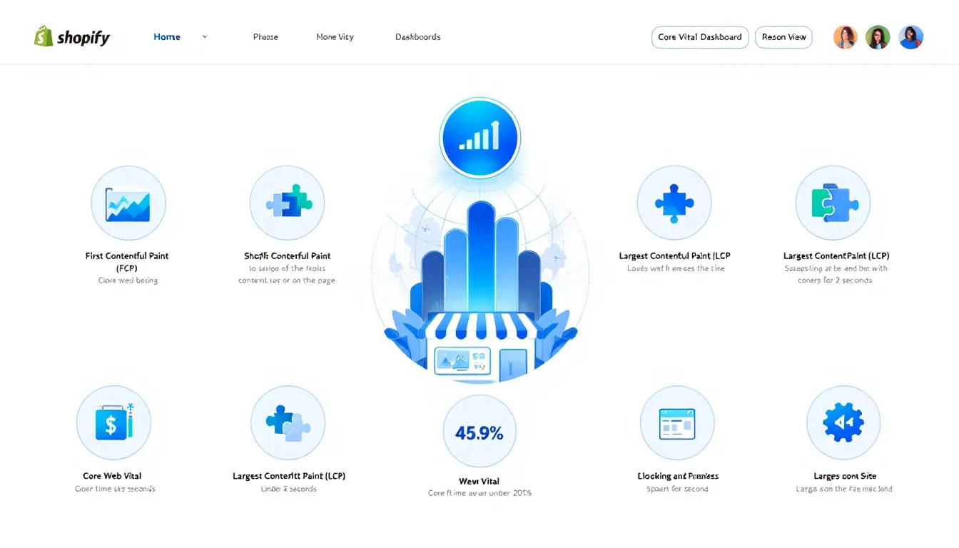 Visual representation of core web vitals and their importance for Shopify site speed.