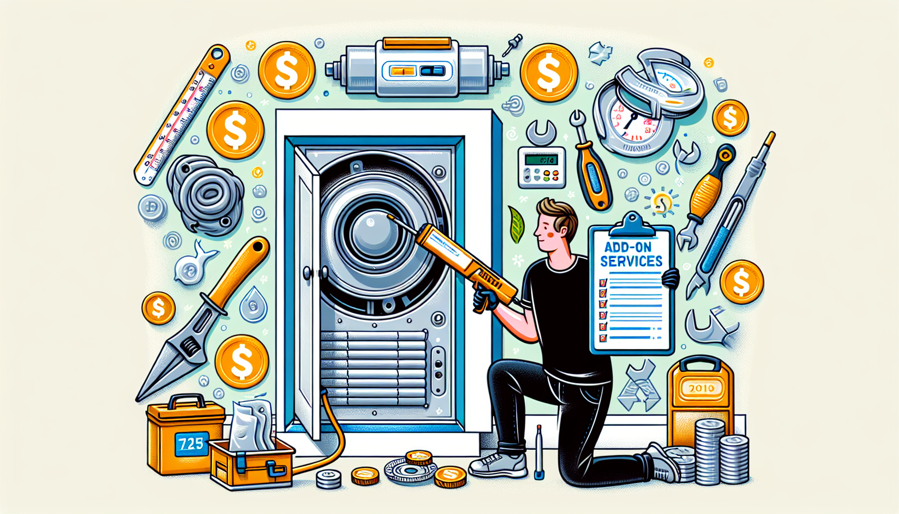 An illustration showing additional costs and add-ons related to blower door tests.