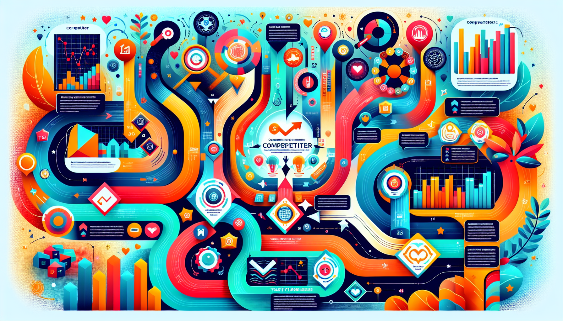 An infographic illustrating competitor analysis using trust flow metrics.