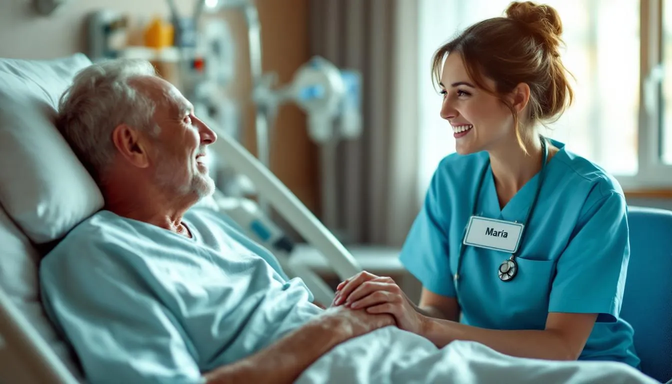 A CNA providing emotional support and companionship to a patient.