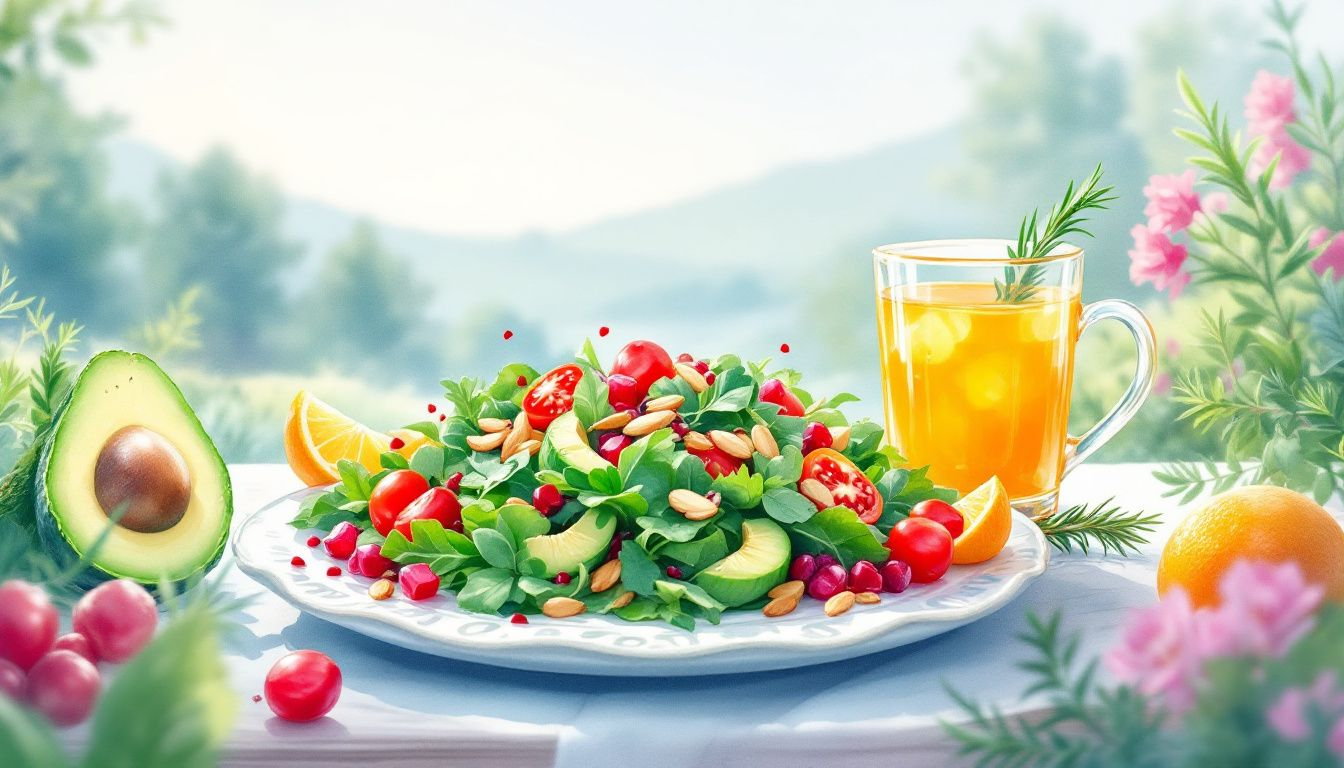 A colorful plate of healthy foods promoting overall well-being.