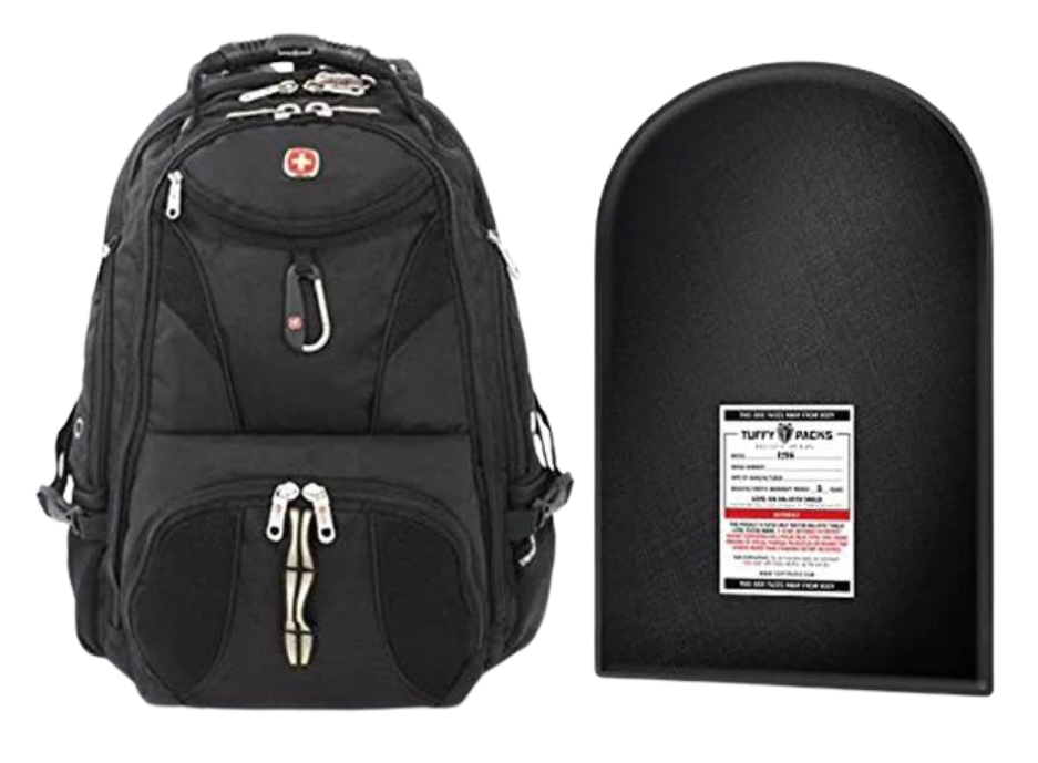 SwissGear ScanSmart Backpack +Bulletproof IIIA Armor Plate Package in black