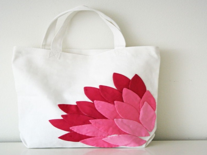 Applique design on customized tote bag