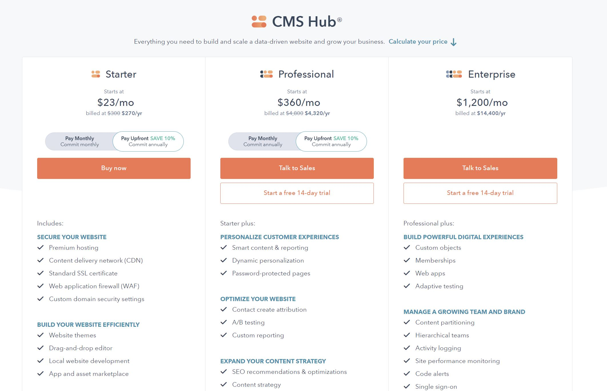 hubspot cms pricing