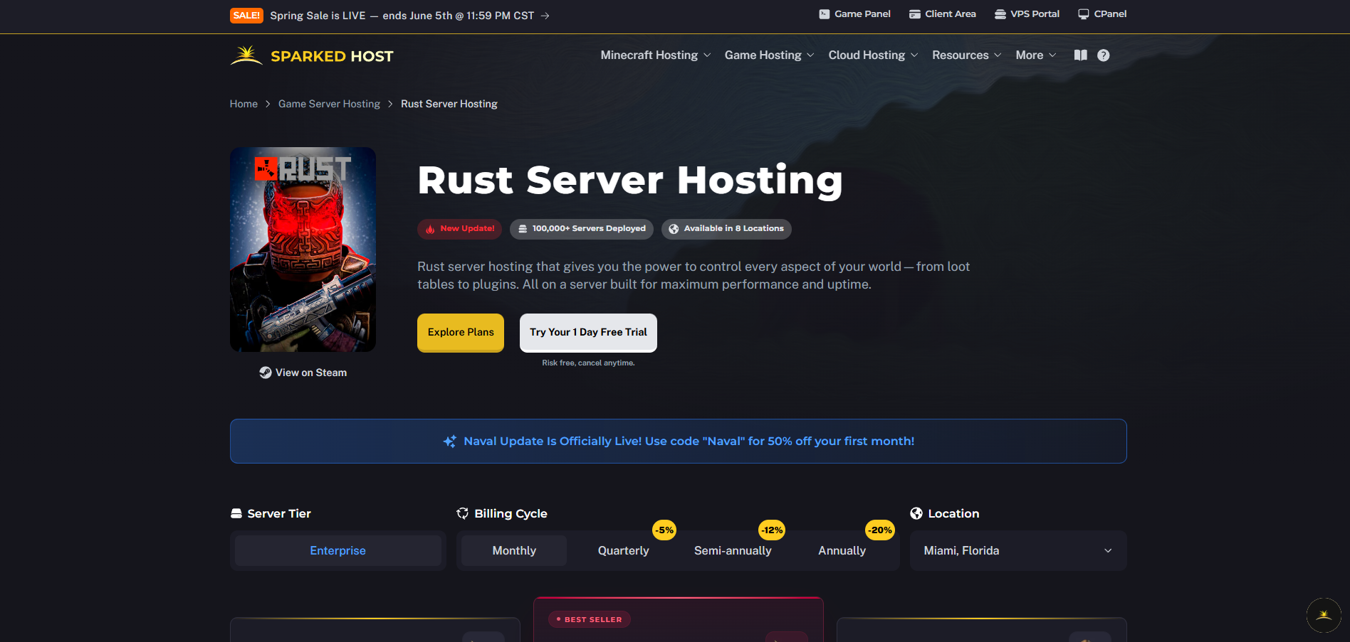 Sparkedhost Rust Server Hosting Low Ping Solutions