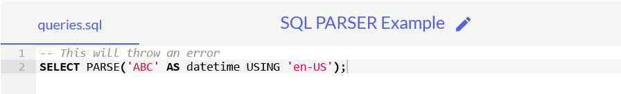 Example of parse function returns error