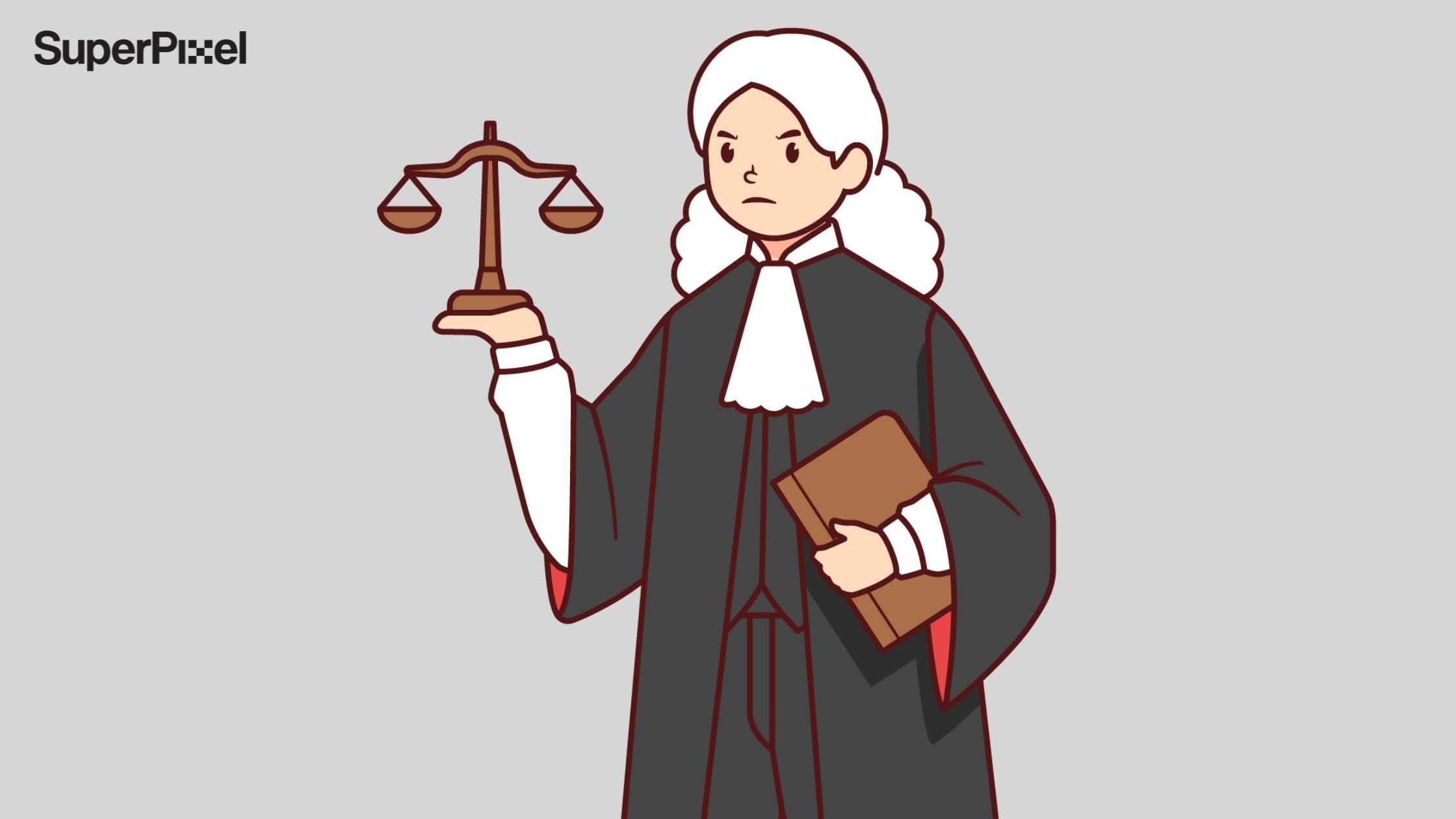 Illustrated cartoon judge in hand-drawn style (dok.freepik)